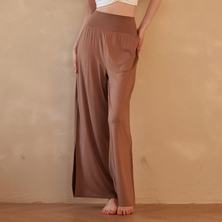 Pantalon large en coton élastique taille haute décontracté pour femme Buddha Stones - Pérou - US6，UK/AU10，EU38 (XL) - image 0