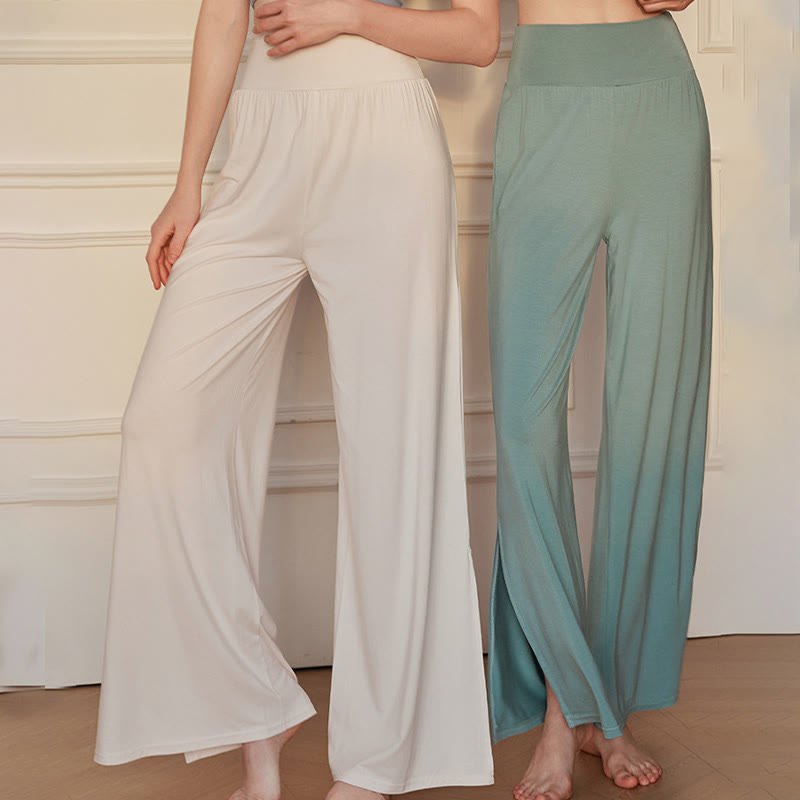 Pantalon large en coton élastique taille haute décontracté pour femme Buddha Stones - image 12