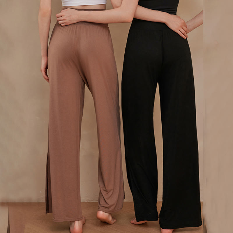 Pantalon large en coton élastique taille haute décontracté pour femme Buddha Stones - image 15