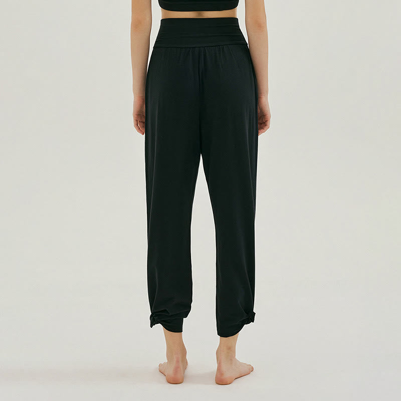 Pantalon Leica décontracté ample à ourlet noué et taille haute pour femme avec poches Buddha Stones - image 9