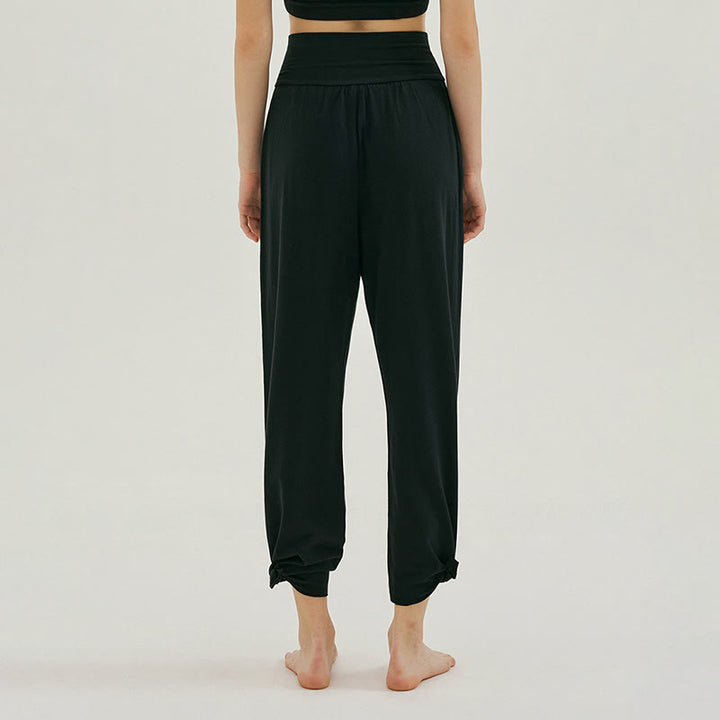 Pantalon Leica décontracté ample à ourlet noué et taille haute pour femme avec poches Buddha Stones - image 9