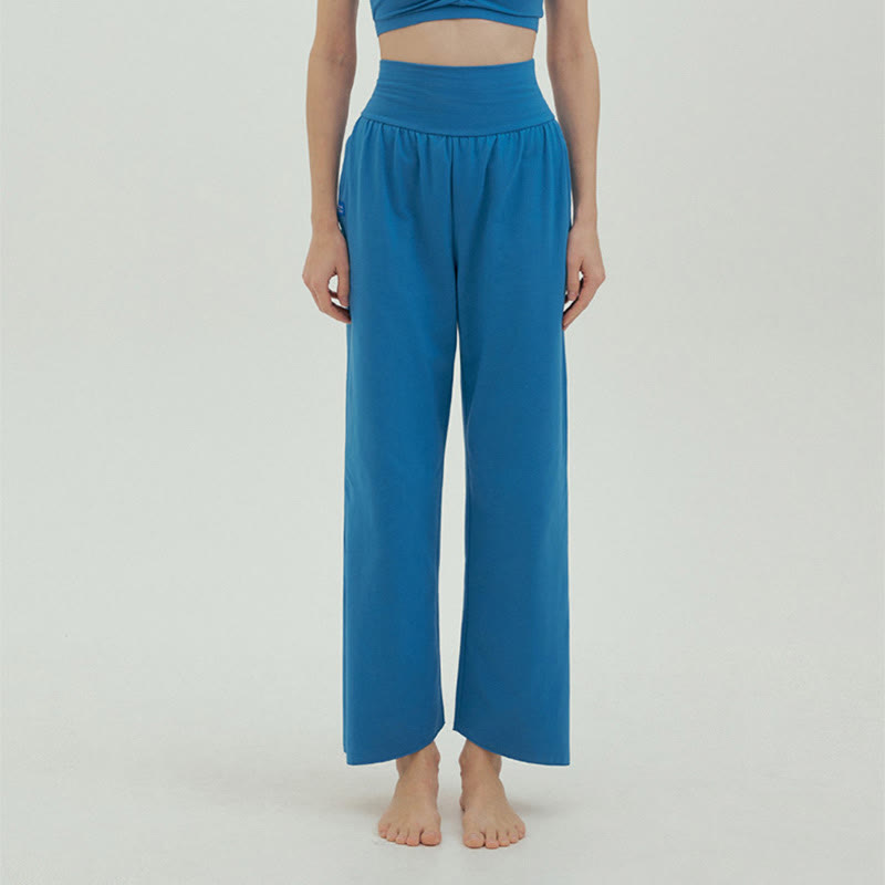 Pantalon Leica décontracté ample à ourlet noué et taille haute pour femme avec poches Buddha Stones - Blanc antique - US4，UK/AU8，EU36 (L) - image 45