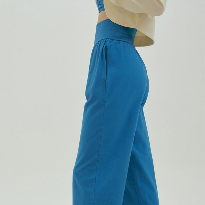 Pantalon Leica décontracté ample à ourlet noué et taille haute pour femme avec poches Buddha Stones - image 51