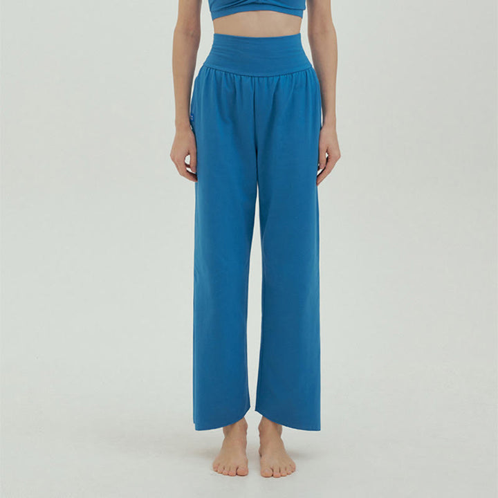 Pantalon Leica décontracté ample à ourlet noué et taille haute pour femme avec poches Buddha Stones - Blanc antique - US4，UK/AU8，EU36 (L) - image 44