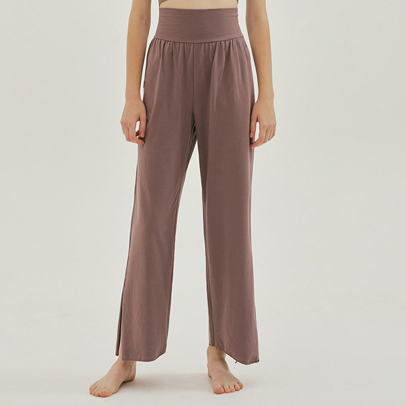 Pantalon Leica décontracté ample à ourlet noué et taille haute pour femme avec poches Buddha Stones - RosyBrown - US4，UK/AU8，EU36 (L) - image 27
