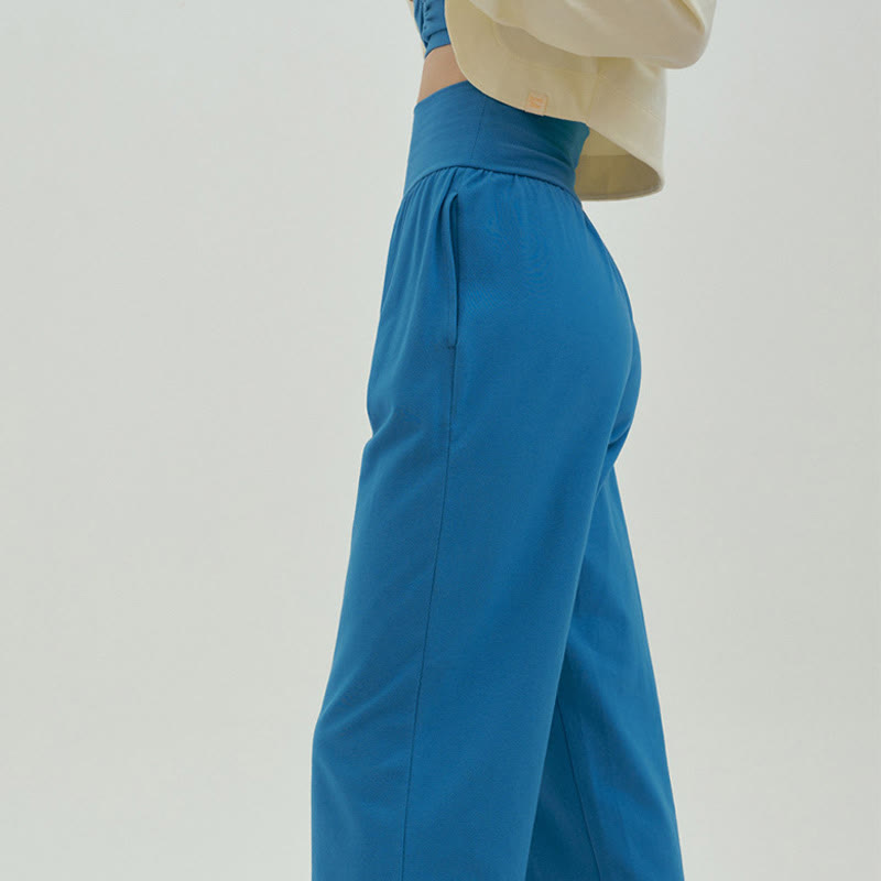 Pantalon Leica décontracté ample à ourlet noué et taille haute pour femme avec poches Buddha Stones - image 52