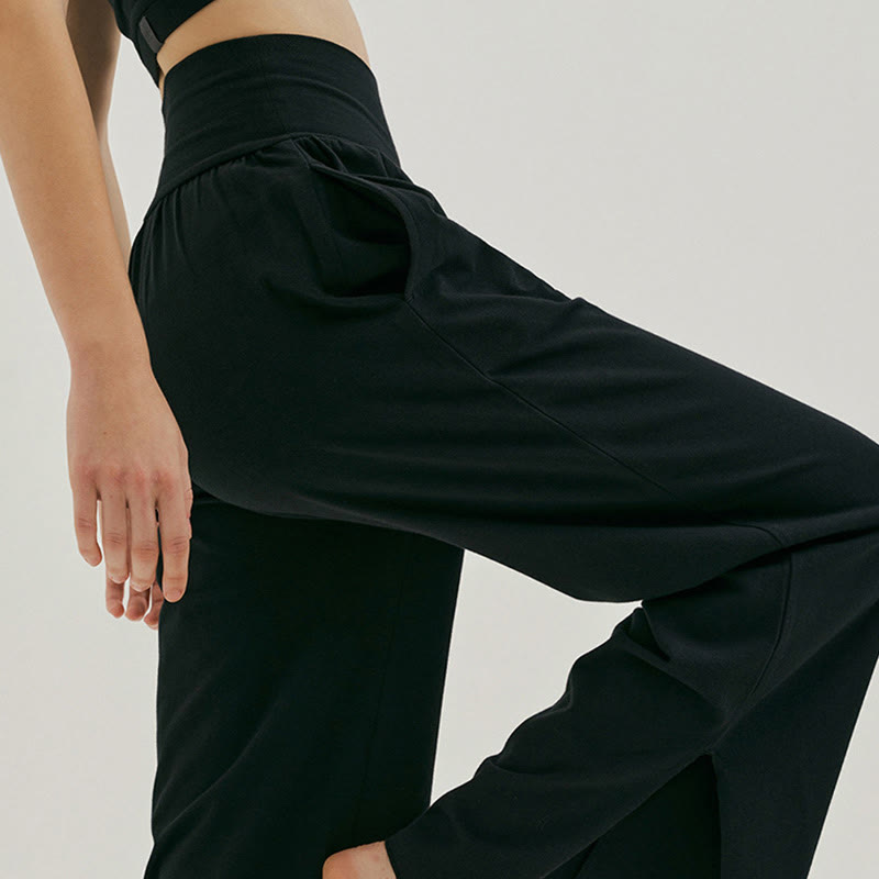 Pantalon Leica décontracté ample à ourlet noué et taille haute pour femme avec poches Buddha Stones - image 11