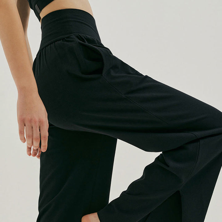 Pantalon Leica décontracté ample à ourlet noué et taille haute pour femme avec poches Buddha Stones - image 11