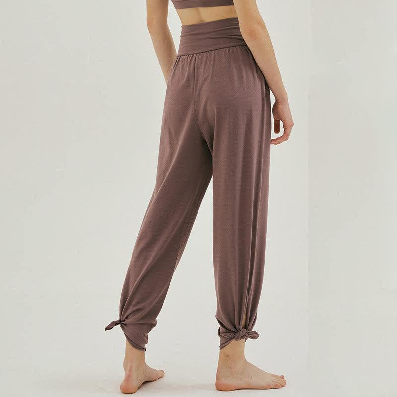 Pantalon Leica décontracté ample à ourlet noué et taille haute pour femme avec poches Buddha Stones - image 29
