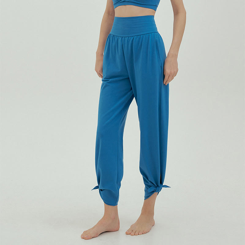 Pantalon Leica décontracté ample à ourlet noué et taille haute pour femme avec poches Buddha Stones - image 49
