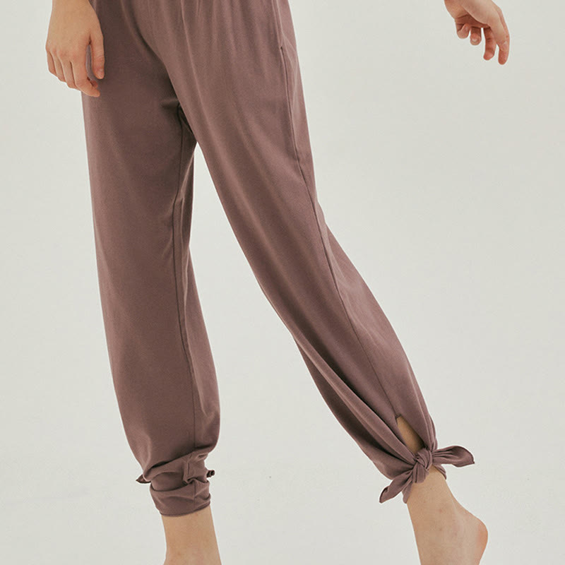 Pantalon Leica décontracté ample à ourlet noué et taille haute pour femme avec poches Buddha Stones - image 32
