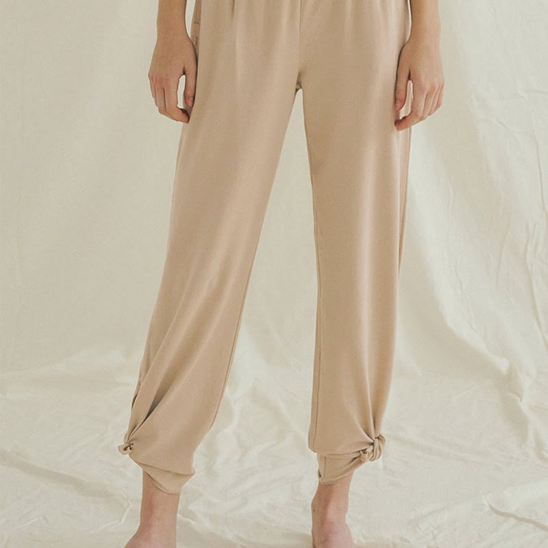 Pantalon Leica décontracté ample à ourlet noué et taille haute pour femme avec poches Buddha Stones - image 22