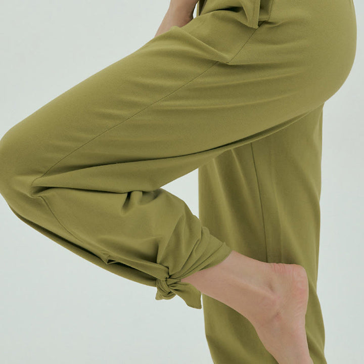 Pantalon Leica décontracté ample à ourlet noué et taille haute pour femme avec poches Buddha Stones - image 38