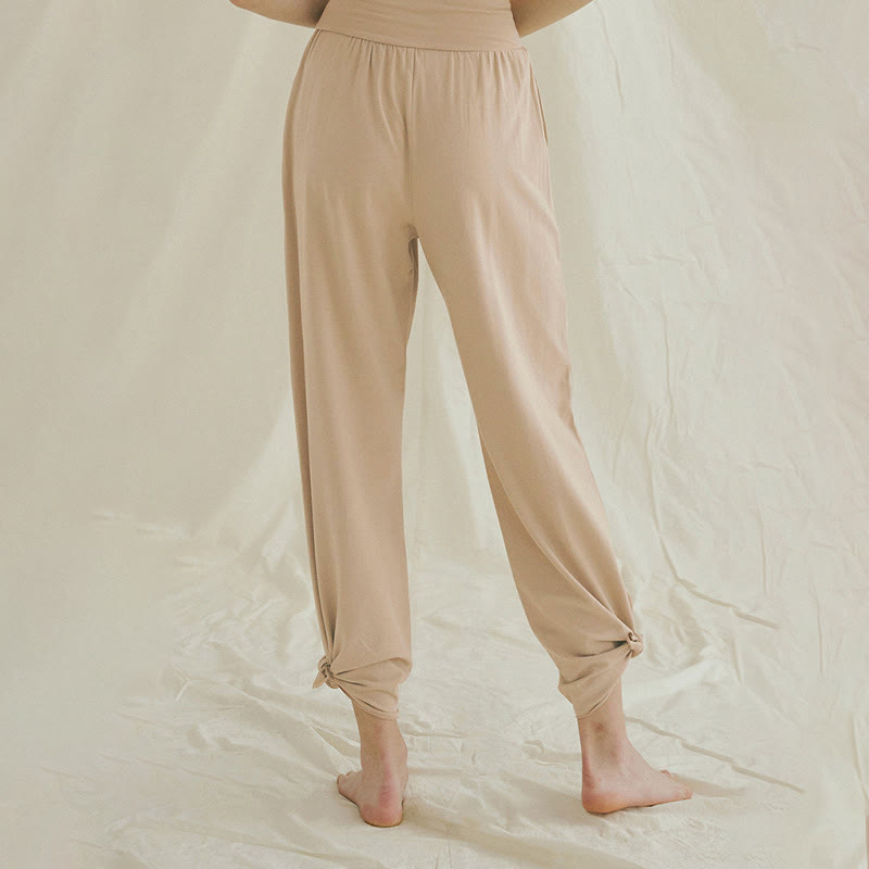 Pantalon Leica décontracté ample à ourlet noué et taille haute pour femme avec poches Buddha Stones - image 21