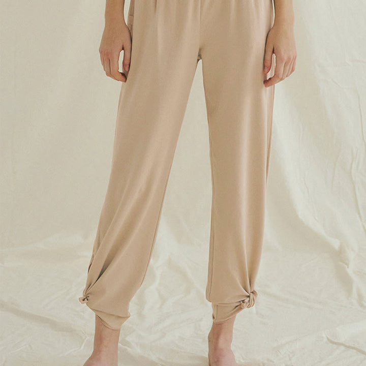 Pantalon Leica décontracté ample à ourlet noué et taille haute pour femme avec poches Buddha Stones - image 22