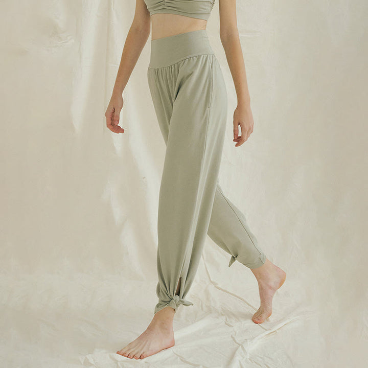 Pantalon Leica décontracté ample à ourlet noué et taille haute pour femme avec poches Buddha Stones - image 3
