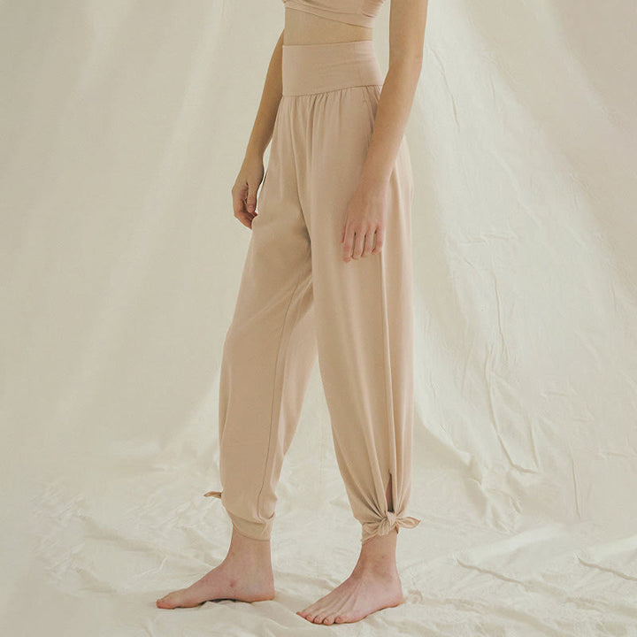 Pantalon Leica décontracté ample à ourlet noué et taille haute pour femme avec poches Buddha Stones - image 22