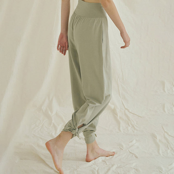 Pantalon Leica décontracté ample à ourlet noué et taille haute pour femme avec poches Buddha Stones - image 4