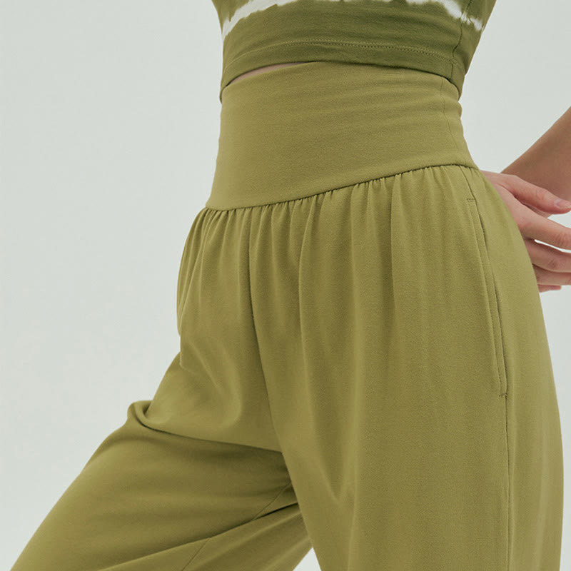 Pantalon Leica décontracté ample à ourlet noué et taille haute pour femme avec poches Buddha Stones - image 40