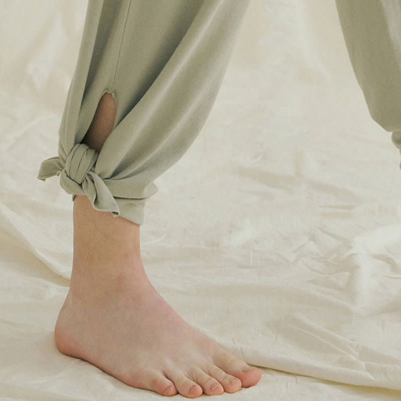 Pantalon Leica décontracté ample à ourlet noué et taille haute pour femme avec poches Buddha Stones - image 7