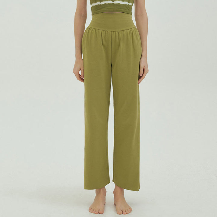 Pantalon Leica décontracté ample à ourlet noué et taille haute pour femme avec poches Buddha Stones - image 42