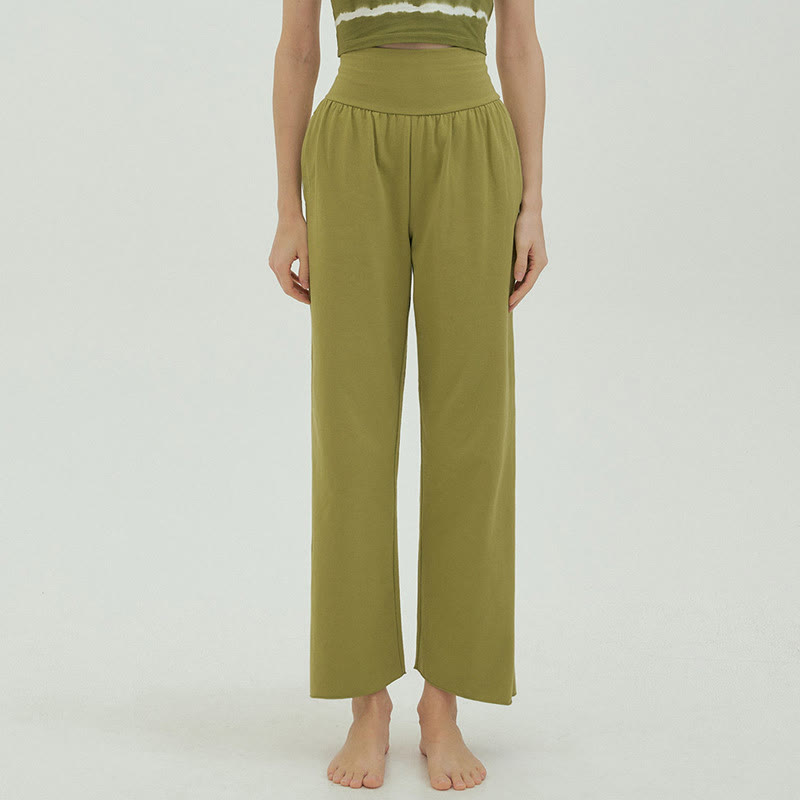 Pantalon Leica décontracté ample à ourlet noué et taille haute pour femme avec poches Buddha Stones - image 43