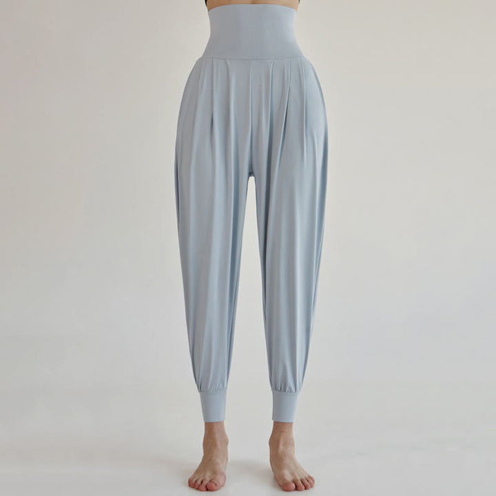 Pantalon décontracté uni taille haute à séchage rapide pour femme Leica avec poches Buddha Stones - Bleu poudre - US4，UK/AU8，EU36 (L) - image 9