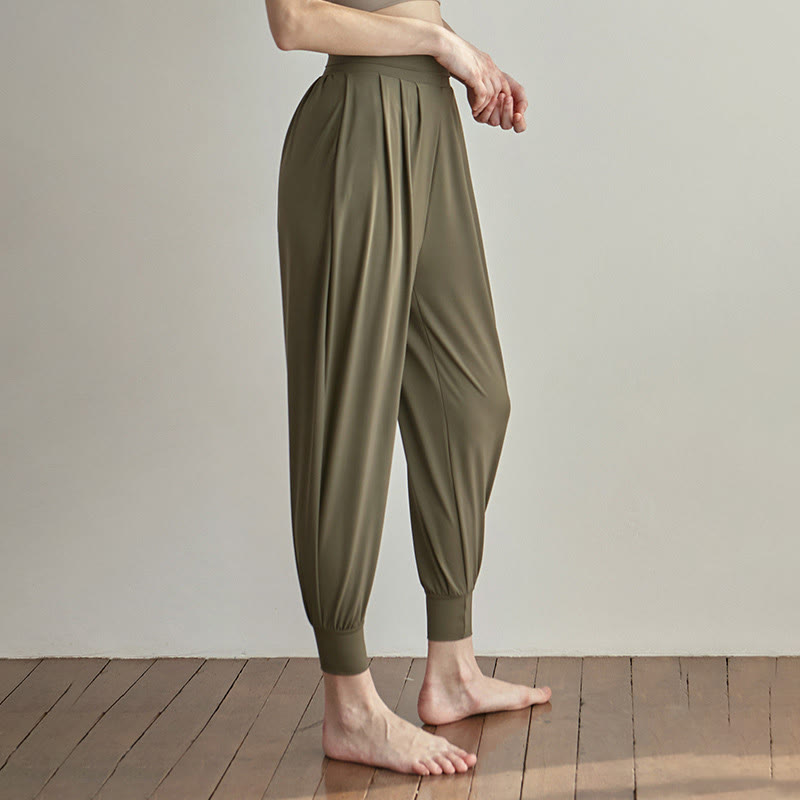 Pantalon décontracté uni taille haute à séchage rapide pour femme Leica avec poches Buddha Stones - Olive - US4，UK/AU8，EU36 (L) - image 0