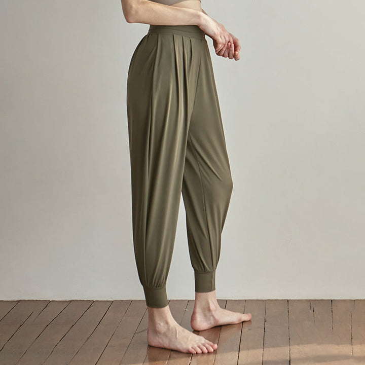Pantalon décontracté uni taille haute à séchage rapide pour femme Leica avec poches Buddha Stones - Olive - US4，UK/AU8，EU36 (L) - image 0