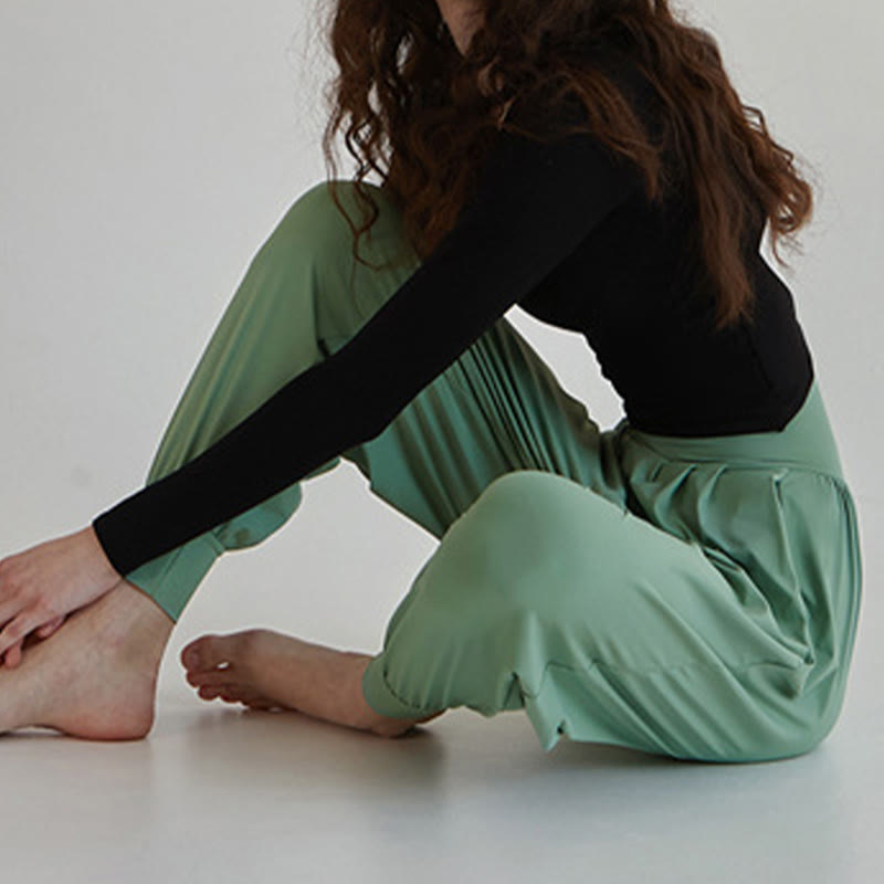 Pantalon décontracté uni taille haute à séchage rapide pour femme Leica avec poches Buddha Stones - image 36