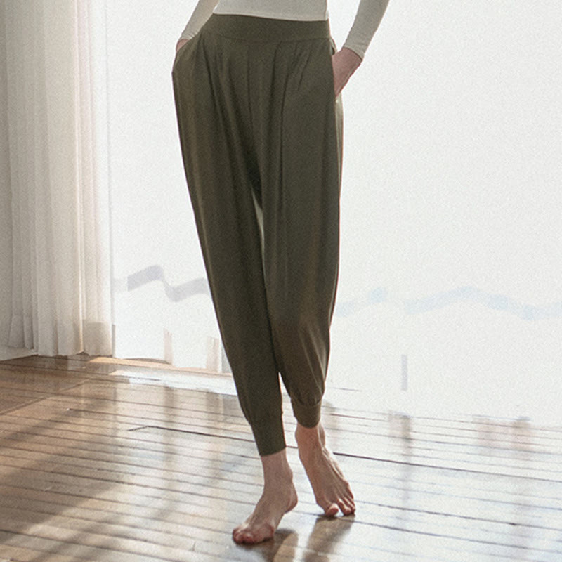 Pantalon décontracté uni taille haute à séchage rapide pour femme Leica avec poches Buddha Stones - image 6
