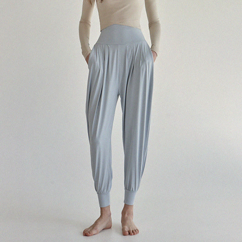 Pantalon décontracté uni taille haute à séchage rapide pour femme Leica avec poches Buddha Stones - image 14