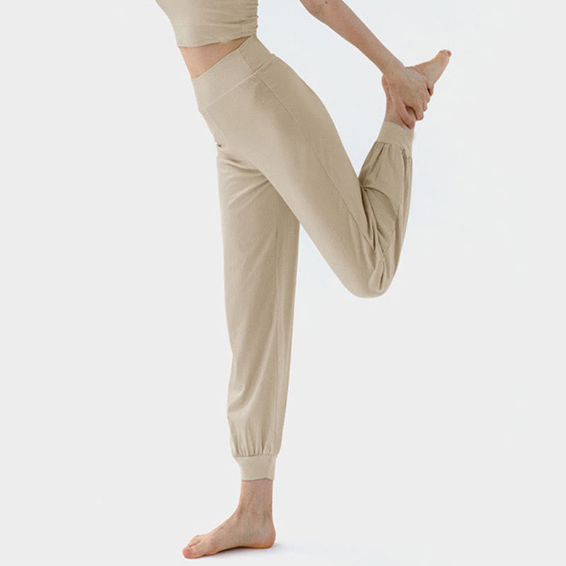 Pantalon décontracté uni taille haute à séchage rapide pour femme Leica Buddha Stones - Blé - US4，UK/AU8，EU36 (L) - image 6