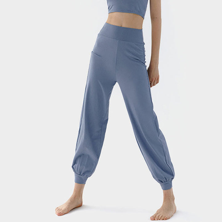 Pantalon décontracté uni taille haute à séchage rapide pour femme Leica Buddha Stones - SteelBlue - US4，UK/AU8，EU36 (L) - image 10