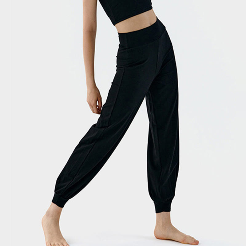 Pantalon décontracté uni taille haute à séchage rapide pour femme Leica Buddha Stones - Noir - US4，UK/AU8，EU36 (L) - image 15