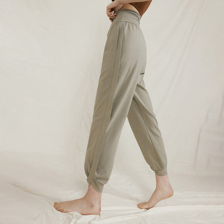 Pantalon décontracté uni taille haute en coton à séchage rapide avec poches pour femme Buddha Stones - image 7