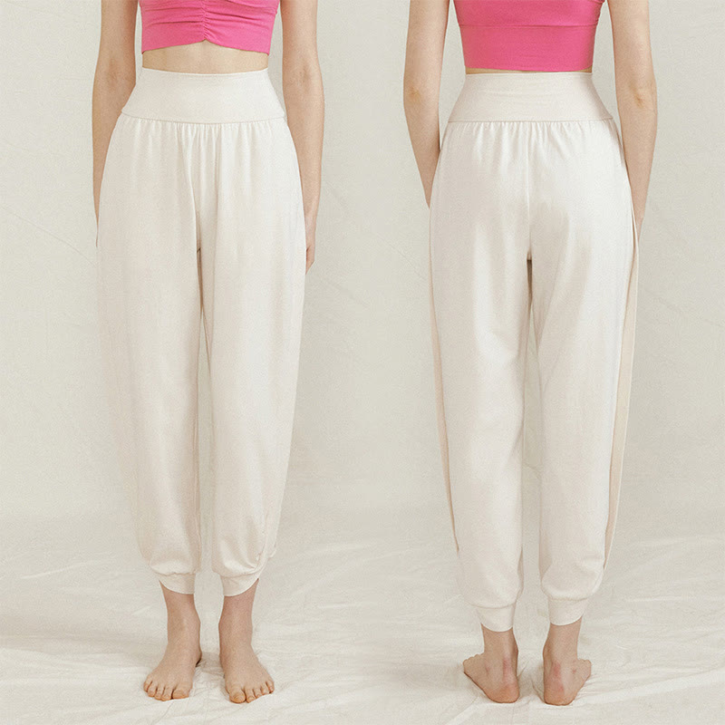 Pantalon décontracté uni taille haute en coton à séchage rapide avec poches pour femme Buddha Stones - image 3