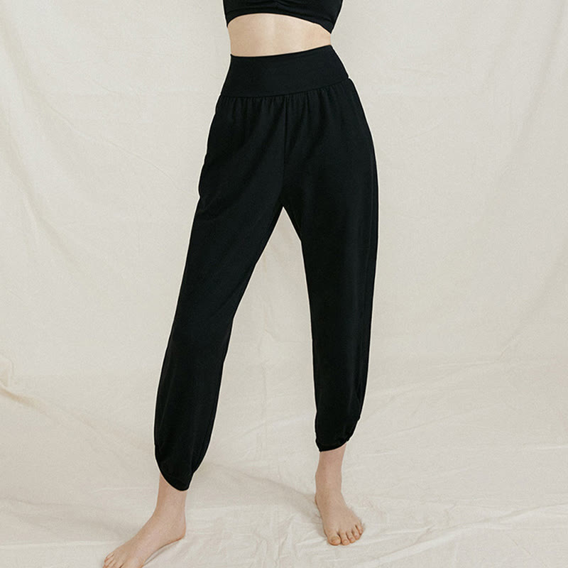 Pantalon décontracté uni taille haute en coton à séchage rapide avec poches pour femme Buddha Stones - image 17