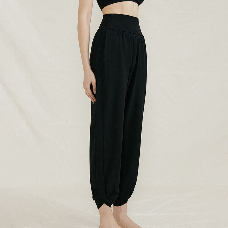 Pantalon décontracté uni taille haute en coton à séchage rapide avec poches pour femme Buddha Stones - image 16