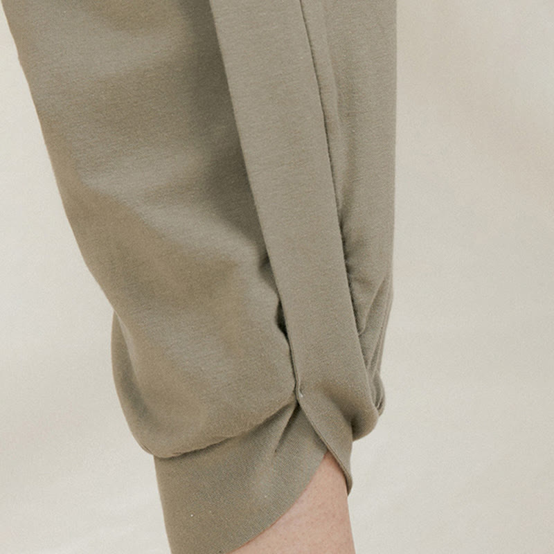 Pantalon décontracté uni taille haute en coton à séchage rapide avec poches pour femme Buddha Stones - image 10