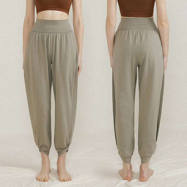 Pantalon décontracté uni taille haute en coton à séchage rapide avec poches pour femme Buddha Stones - image 6