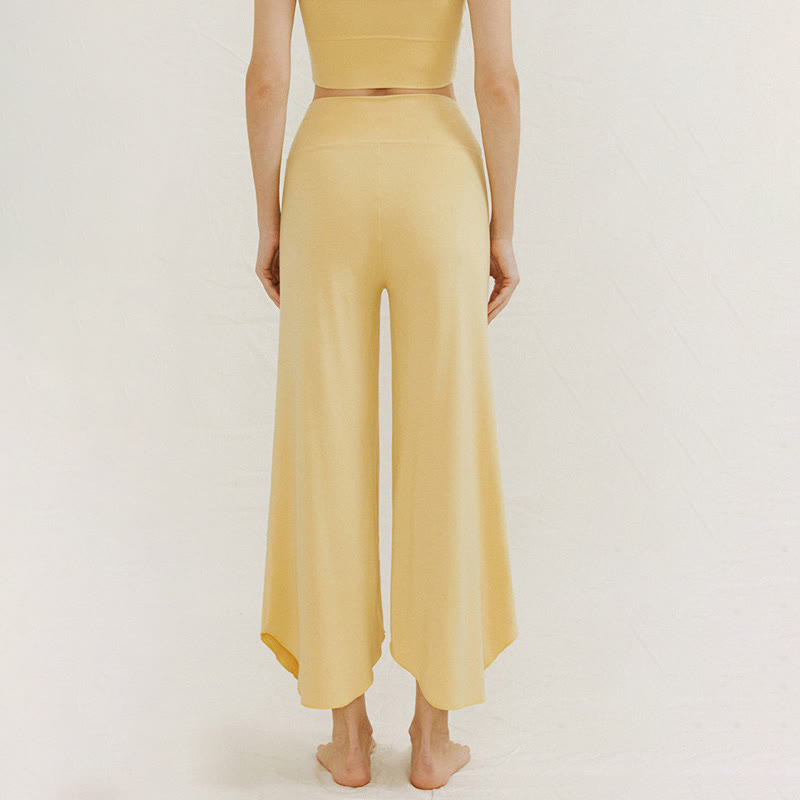 Pantalon large Leica décontracté uni ample à ourlet géométrique irrégulier pour femme Buddha Stones - image 6