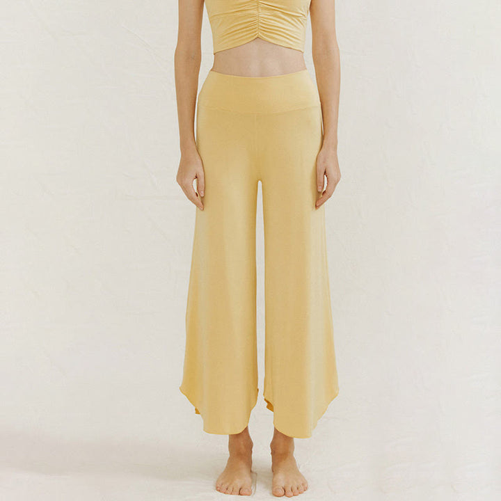 Pantalon large Leica décontracté uni ample à ourlet géométrique irrégulier pour femme Buddha Stones - Kaki - US4，UK/AU8，EU36 (L) - image 5