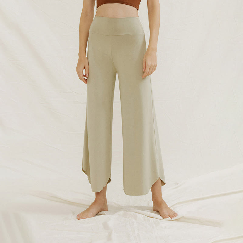 Pantalon large Leica décontracté uni ample à ourlet géométrique irrégulier pour femme Buddha Stones - image 13