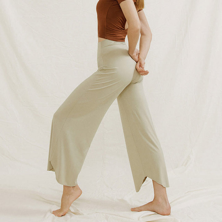 Pantalon large Leica décontracté uni ample à ourlet géométrique irrégulier pour femme Buddha Stones - image 20