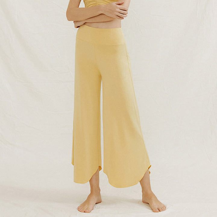 Pantalon large Leica décontracté uni ample à ourlet géométrique irrégulier pour femme Buddha Stones - image 10
