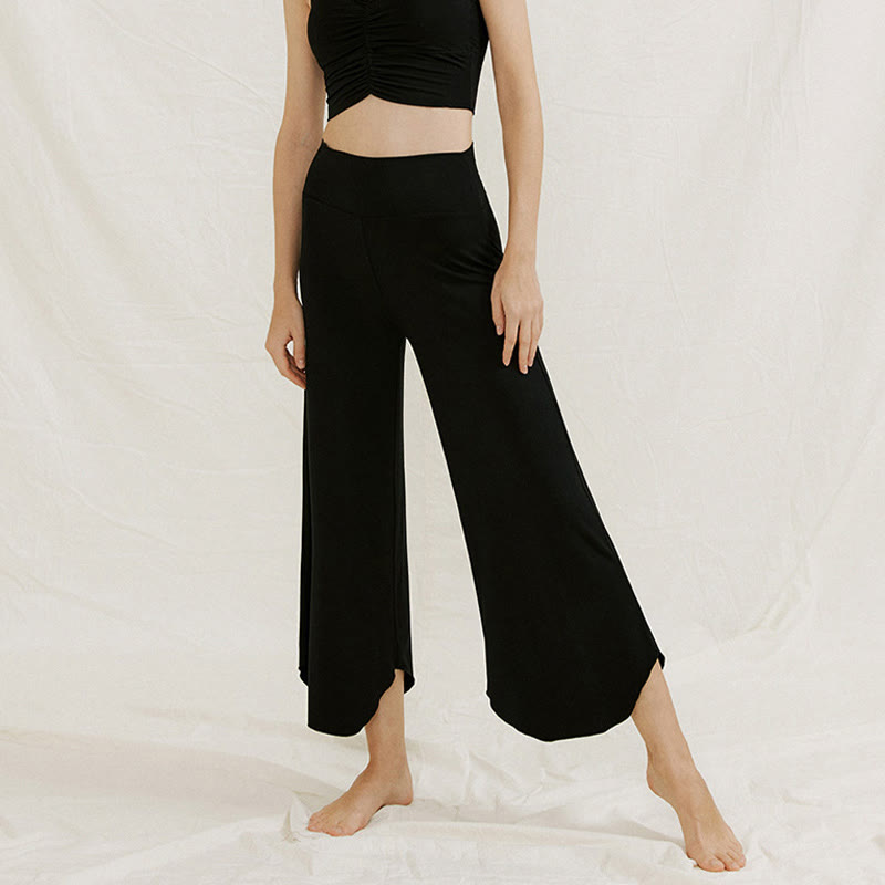 Pantalon large Leica décontracté uni ample à ourlet géométrique irrégulier pour femme Buddha Stones - image 29