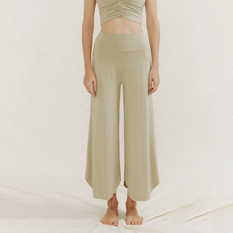 Pantalon large Leica décontracté uni ample à ourlet géométrique irrégulier pour femme Buddha Stones - image 18