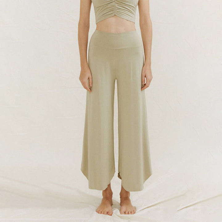 Pantalon large Leica décontracté uni ample à ourlet géométrique irrégulier pour femme Buddha Stones - image 18