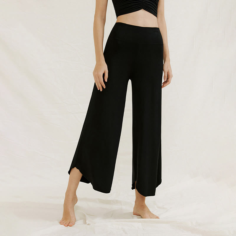 Pantalon large Leica décontracté uni ample à ourlet géométrique irrégulier pour femme Buddha Stones - image 27